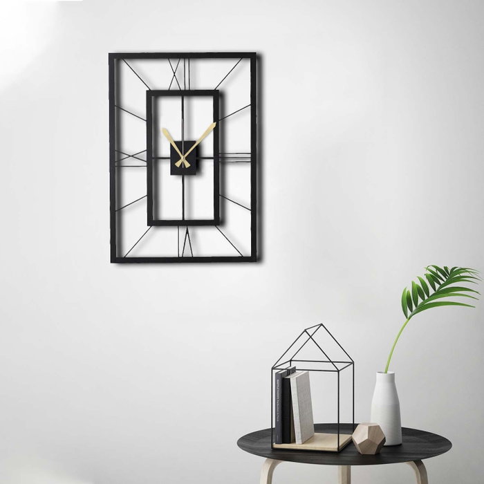 Wallity November Reloj de pared decorativo de metal Negro
